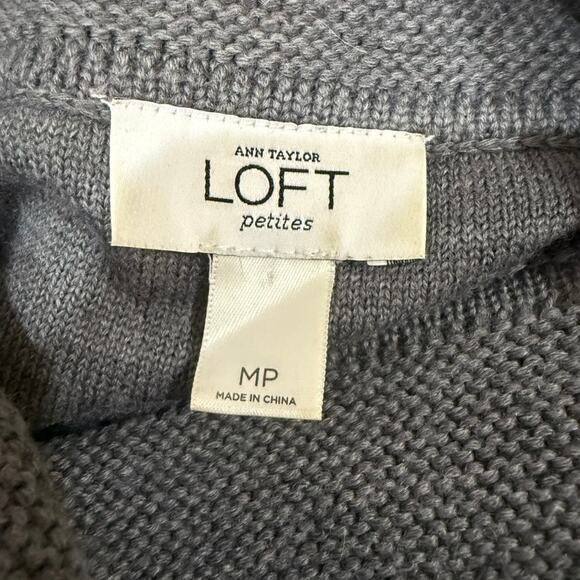 Ann Taylor LOFT Petites Gray Sweater Dress Medium Short Sleeve Cowl Neck - Picture 5 of 7